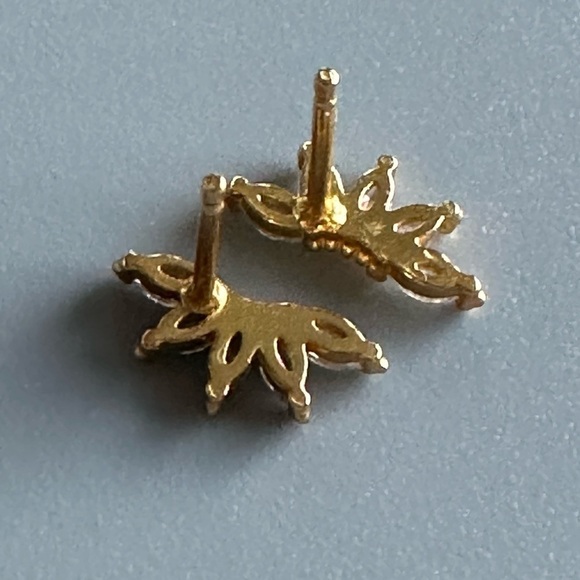 24k Gold Vermeil CZ Tiny Stud Earrings - Picture 12 of 15